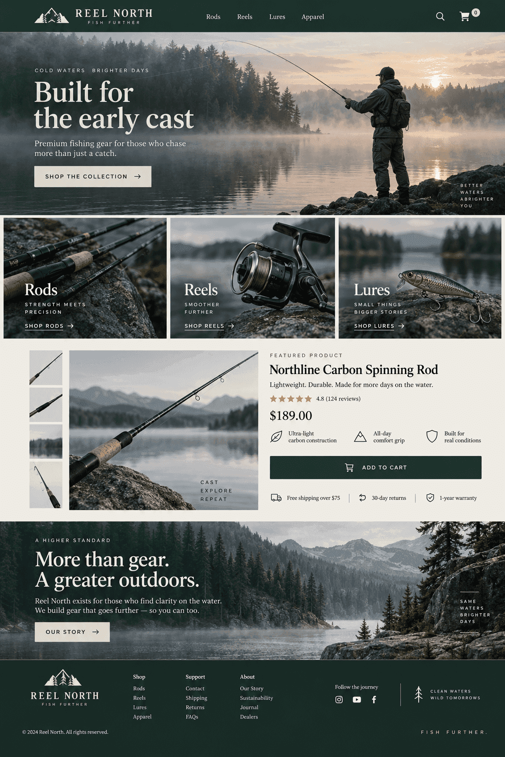 Reel North fishing gear store design concept
