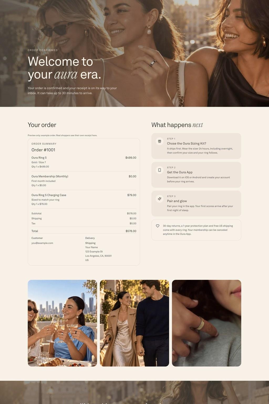 Oura influencer funnel thank-you page