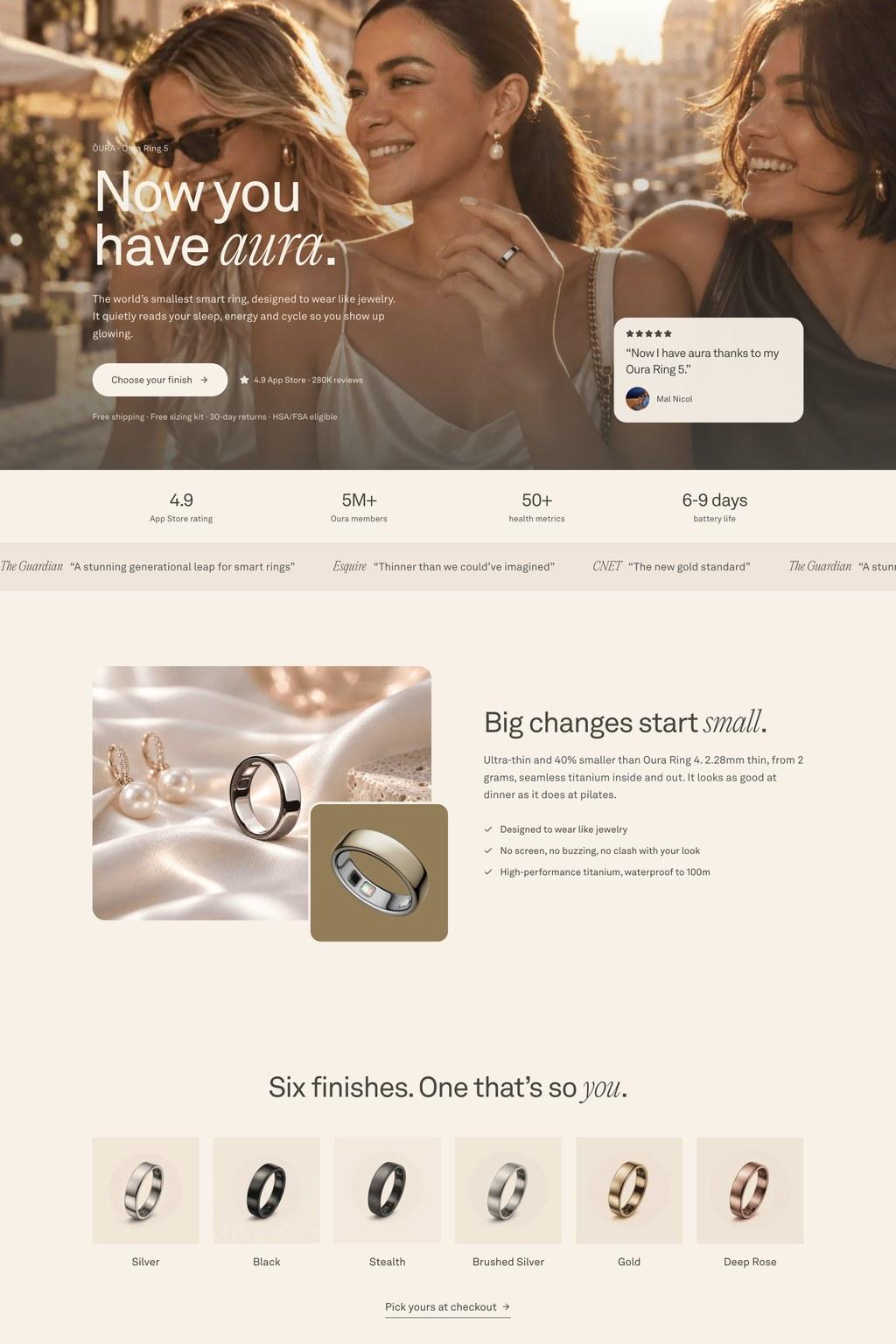 Oura influencer funnel landing page