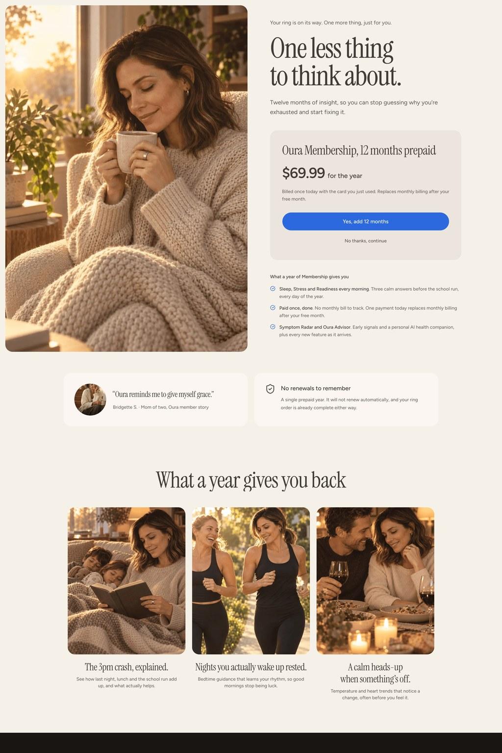 Oura mom funnel upsell page