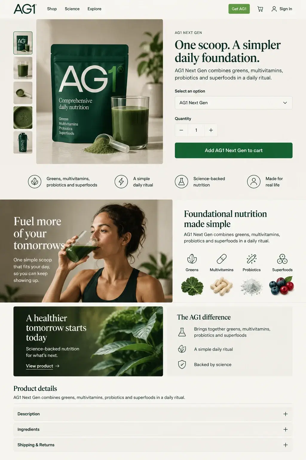 AlphaWeb-built product page with subscription and bundle options