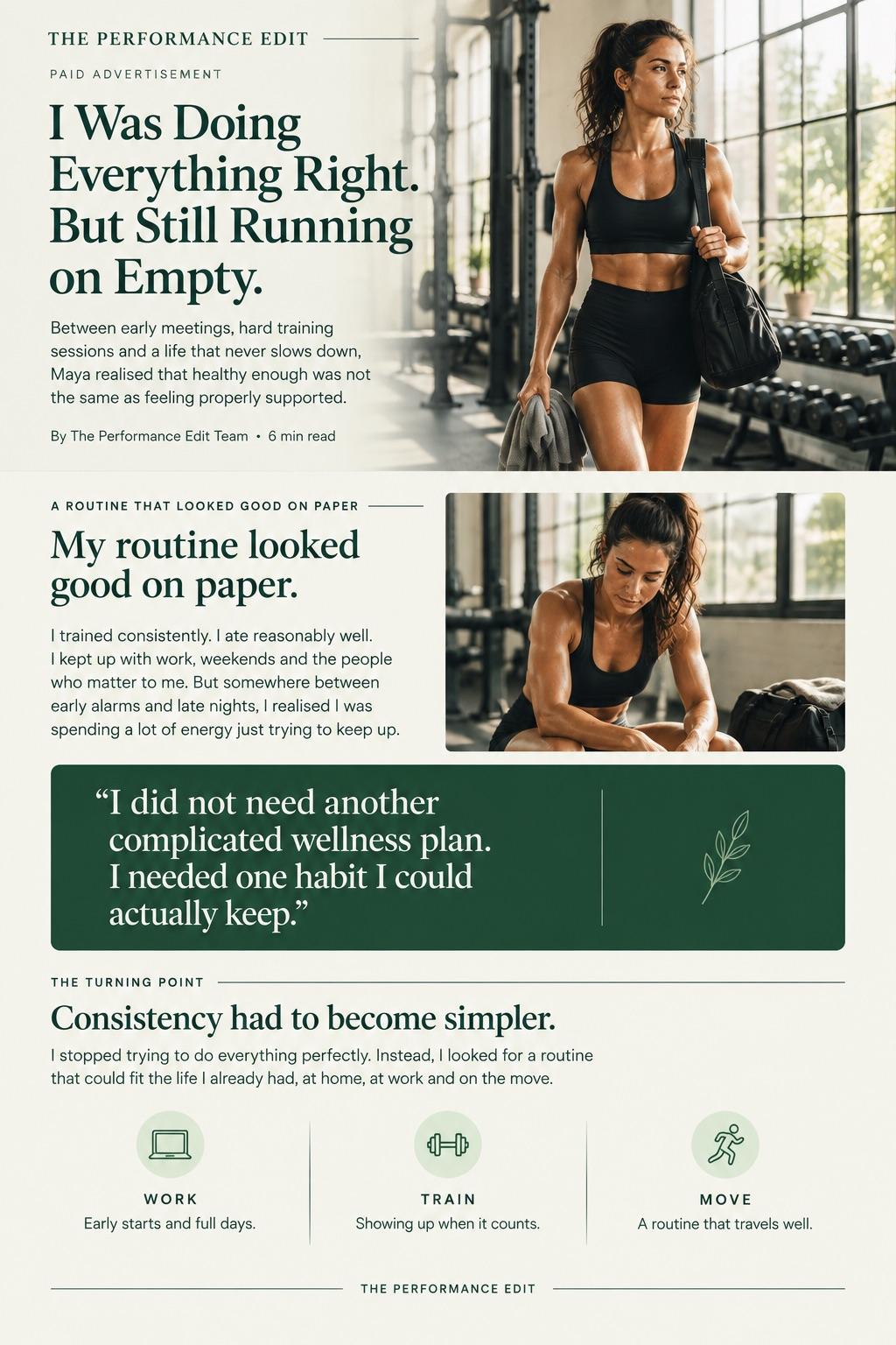 Performance funnel advertorial